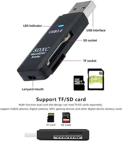 Кард Рийдър USB 3.0 за SD/микро SD