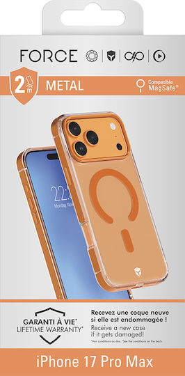Force Case Handyhülle iPhone 17 Pro Max Magsafe Metallrahmen Stoßfest 2m Premium Orange