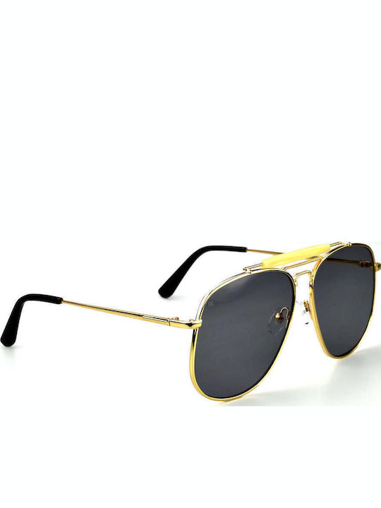 Red Raven Spencer Unisex Ochelari De Soare Cu Ramă Metalică Auriu Și Lentile Negre