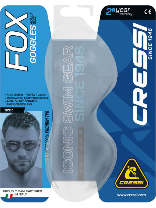 CressiSub Fox Swimming Goggles Adults with Anti-Glare Lenses Black