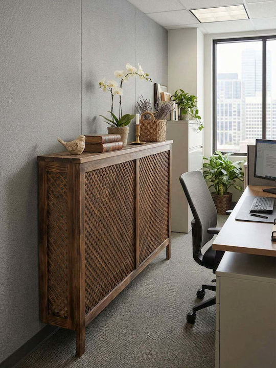 SteweHome Radiator Cover Made of Solid Wood Brown 96x18x77cm