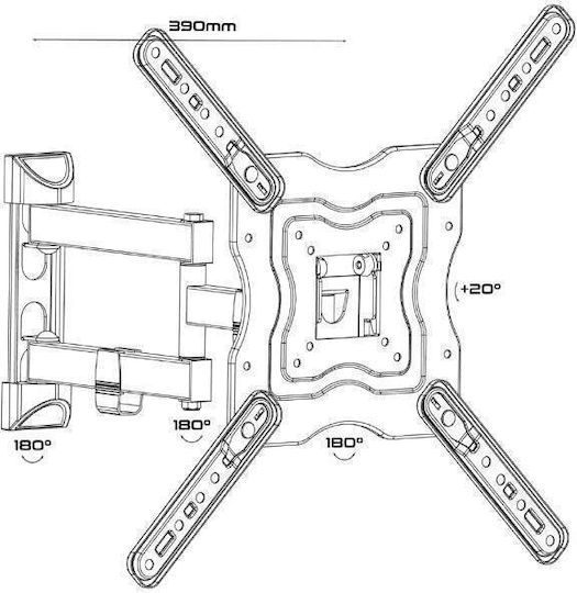 Unitronic UWM-2350/3 Βάση Τηλεόρασης Τοίχου με Βραχίονα έως 50" και 20kg