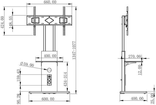 Techly ICA-TR57PDU Βάση Τηλεόρασης Δαπέδου έως 70" και 45kg