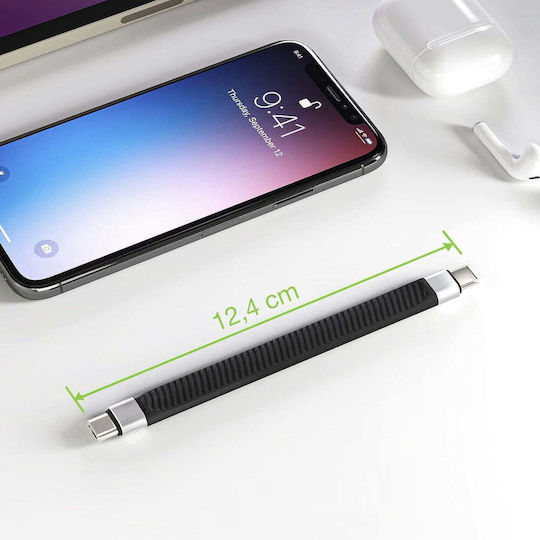 Techly USB 4 Video Cable USB-C male - USB-C 100W PD Μαύρο 0.124m ICOC-USBC-FL-U4