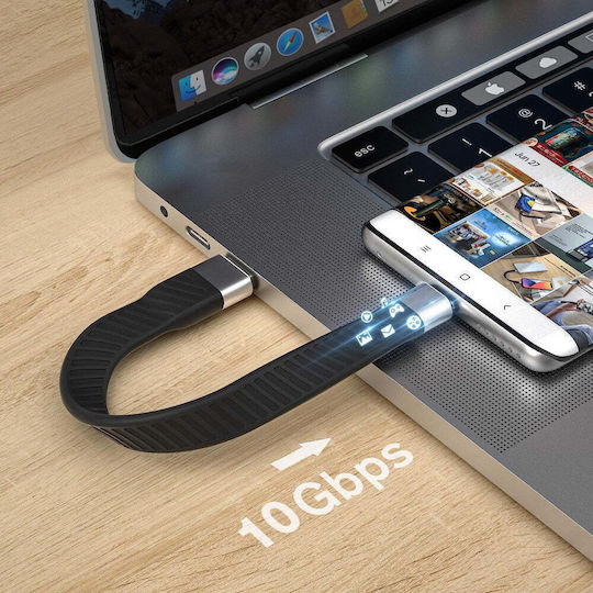 Techly USB 2.0 Cable USB-C male - USB-A 15W Μαύρο 0.12m ICOC-USBC-FL-U322