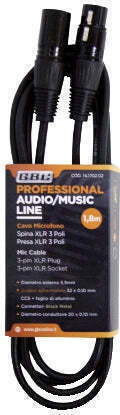 GBC GBC XLR Cables Male to Female Black 1.8m