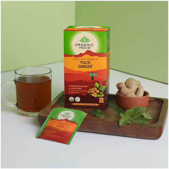 Organic India Τσάι Βιολογικό Προϊόν BIO Tulsi Ginger Tea 25 Φακελάκια