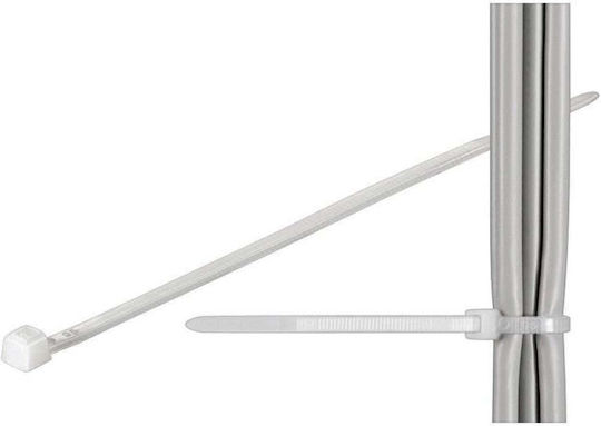 Techly Cable Ties Plastic 200mm x 2.5mm in White Colour (100 pcs) (216356)