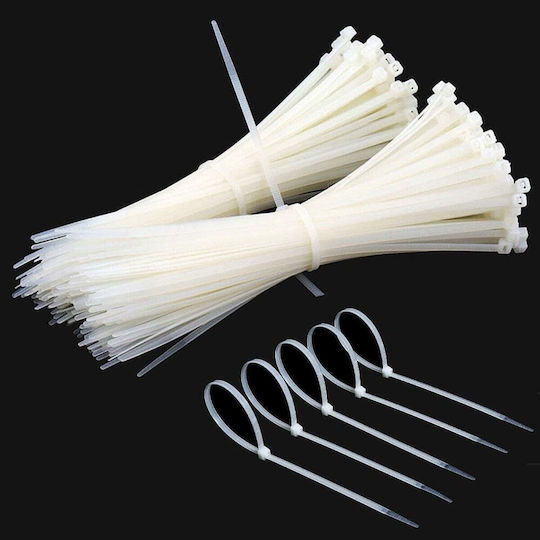 Techly Cable Ties Plastic 200mm x 2.5mm in White Colour (100 pcs) (216356)