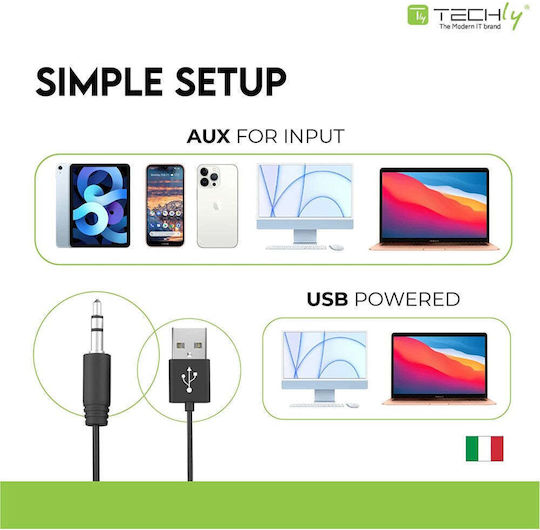 Techly SP-320STy Computerlautsprecher 2.0 mit Leistung 6W in Schwarz Farbe