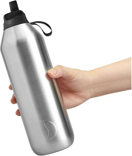 Chilly's Series 2 Flip Thermos Bottle Stainless Steel BPA Free 1lt with Straw