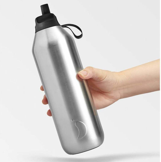Chilly's Series 2 Flip Thermos Bottle Stainless Steel BPA Free 1lt with Straw
