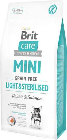 Brit Care Mini 2kg Dry Food Diet, Grain-Free & Gluten-Free for Adult Neutered Small Breed Dogs with Rabbit and Salmon
