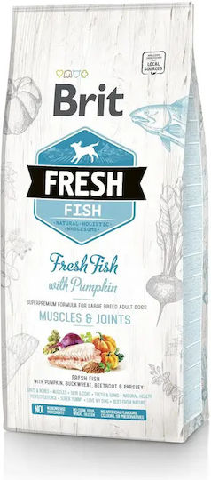 Brit Fresh Fish Muscles & Joints 2.5kg Hrană Uscată pentru Câini Adulţi de Rase Mari cu Pește și Dovleac