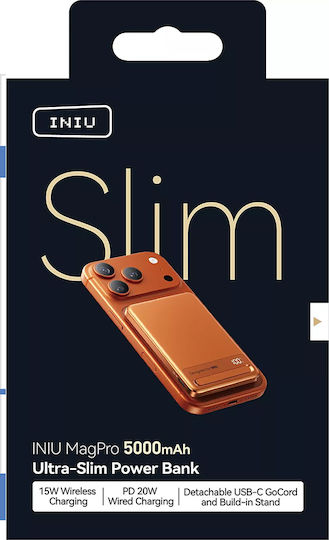 Iniu MagSafe Power Bank 10000mAh 25W με Θύρα USB-C Πορτοκαλί