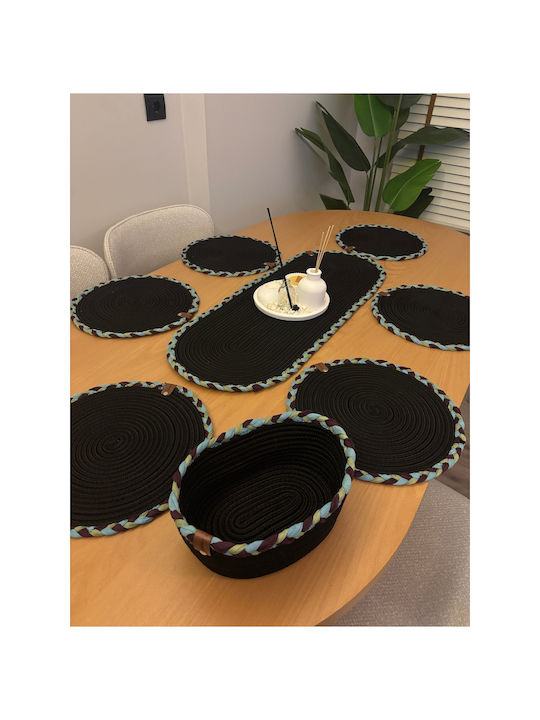 SteweHome Black Wicker Placemats 80x30cm 7 Pieces