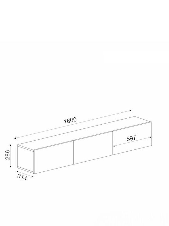 TV Stand with LED Lighting Gray L180xD31xH28cm