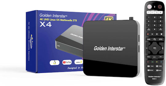 Golden Interstar TV Box Interstar X4 with WiFi USB 2.0 1GB RAM and 8GB Storage Space with Operating System Linux