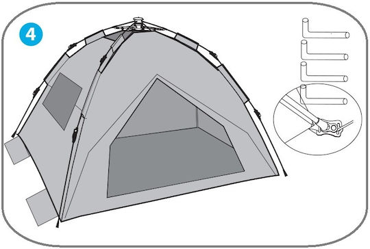 Solart Automatic Camping Tent Igloo with Double Cloth 3 Seasons for 4 People 200x200x135cm