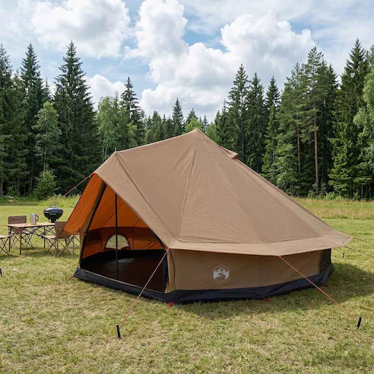 vidaXL Camping Tent Teepee Brown for 10 People 500x500x298cm
