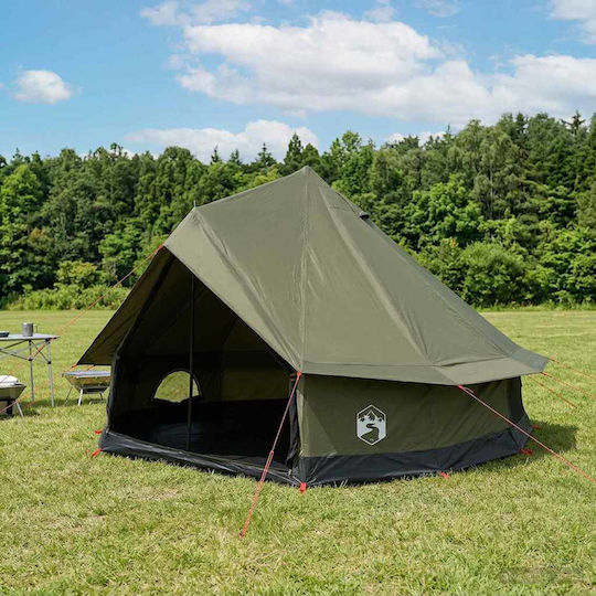 vidaXL Σκηνή Camping Teepee Πράσινη για 8 Άτομα 248εκ.