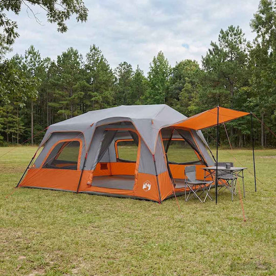 vidaXL Camping Tent Pop Up Grey 4 Seasons for 10 People 438x310x200cm
