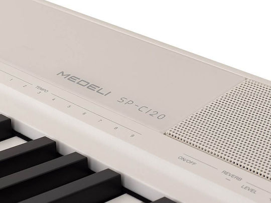 Medeli Electric Stage Piano SP-C120 with 88 Weighted Keys Built-in Speakers and Connection for Headphones and Computer White