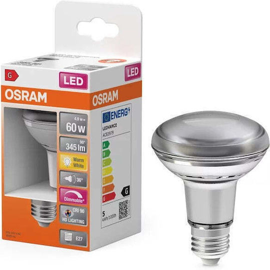 Ledvance Bec LED 4.9W pentru Soclu E27 și Formă R63 Alb cald Reglabil în intensitate
