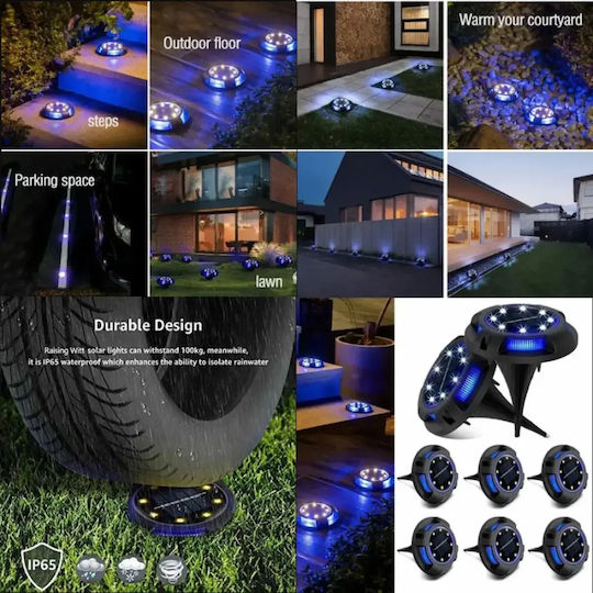 Impermeabil Set 4 Lămpi Solare de Grădină RGB cu Fotocelulă