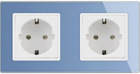 Livolo Doppelter Gemauert Stromsteckdose Blau 1Stück
