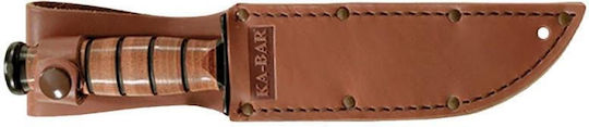 Ka-Bar Single Mark Short Μαχαίρι Καφέ σε Δερμάτινη Θήκη