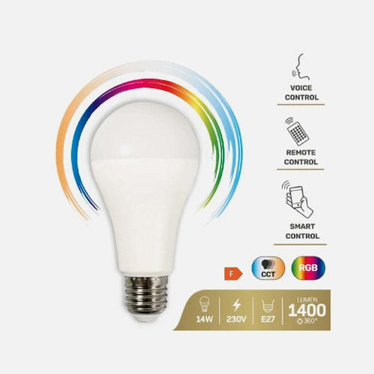 GBC Bec Smart LED 14W pentru Dulie E27 RGBW 1400lm Reglabil în intensitate
