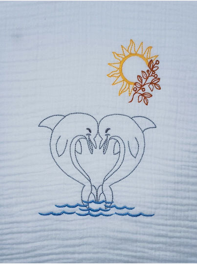 Stewehome Kids' Pareo Towel Hood 100% Cotton Embroidered Animal Design 100x1 Cm