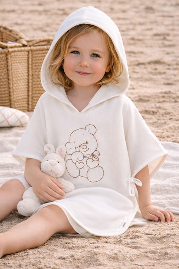 Stewehome Kids' Pareo Towel Hood 100% Cotton Embroidered Animal Design 100x1 Cm