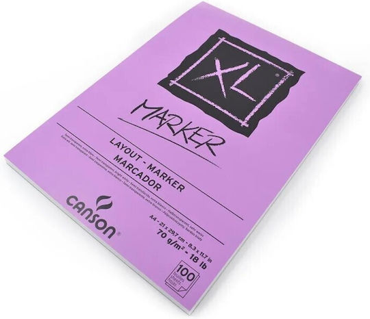Canson Μπλοκ Σχεδίου XL Marker A4 70gr 100φύλλα A4 21x29.7cm