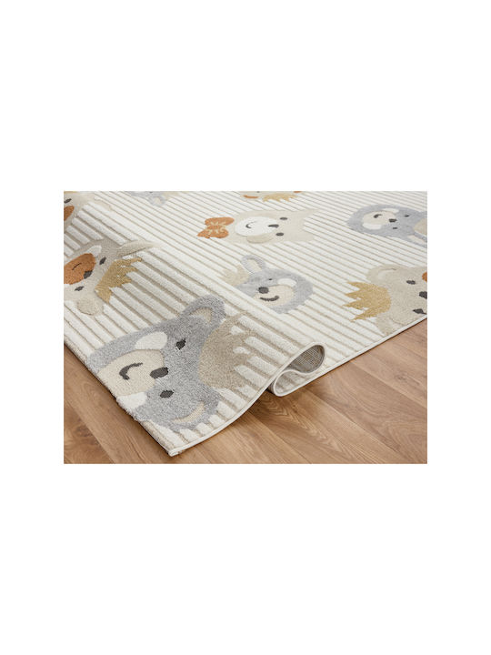 SteweHome Παιδικό Χαλί Ομάδες Καφέ 100x200cm Πάχους 60mm