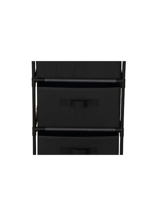 Fabric Chest of Drawers Nisos-4 Oak 4 Drawers Black Fabric 40x30x89cm Black Metal Frame