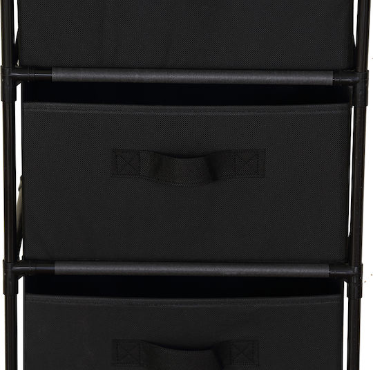 Fabric Chest of Drawers Nisos-4 Oak 4 Drawers Black Fabric 40x30x89cm Black Metal Frame