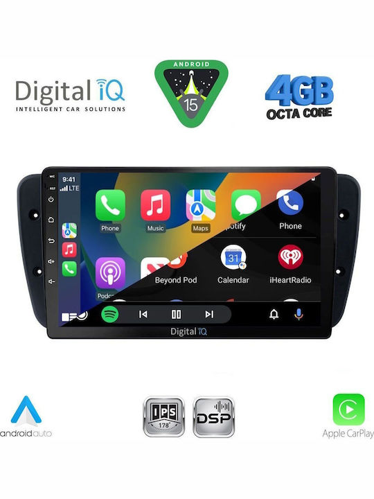 Digital IQ Car Audio System for Seat Ibiza 2008-2015 (Bluetooth/USB/WiFi/GPS/Apple CarPlay/Android Auto) with 9" Touch Screen