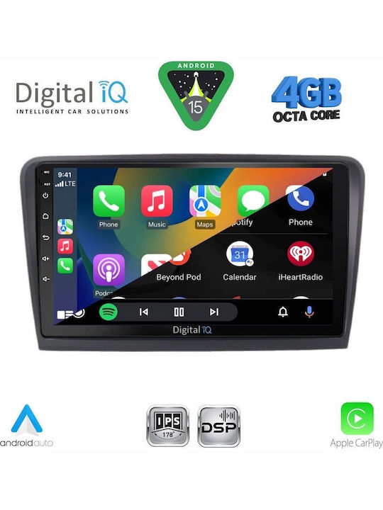 Digital IQ Car Audio System for Skoda Rapid 2014-2019 with Clima (Bluetooth/USB/WiFi/GPS/Apple CarPlay/Android Auto) with 9" Touch Screen