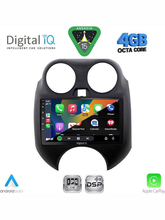 Digital IQ Car Audio System for Nissan Micra 2010-2014 Bluetooth USB WiFi GPS Apple CarPlay Android Auto with 9" Touch Screen