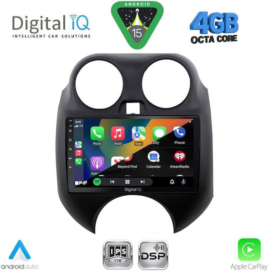 Digital IQ Car Audio System for Nissan Micra 2010-2014 Bluetooth USB WiFi GPS Apple CarPlay Android Auto with 9" Touch Screen