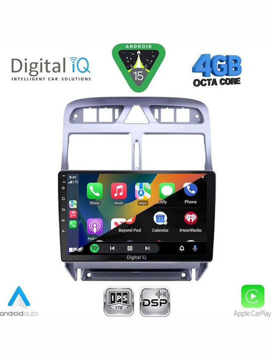 Digital IQ Car Audio System for Peugeot 307 2001-2008 Bluetooth USB WiFi GPS Apple CarPlay Android Auto with 9" Touch Screen