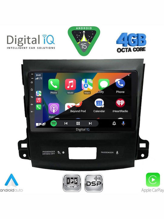 Digital IQ Car Audio System for Peugeot 4007 Mitsubishi Outlander Citroen C-Crosser 2006-2012 Bluetooth USB WiFi GPS Apple CarPlay Android Auto with 9" Touch Screen