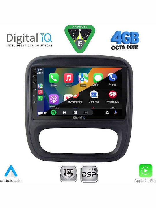 Digital IQ Car Audio System for Opel Vivaro Renault Trafic Nissan NV300 2014-2020 Bluetooth USB WiFi GPS Apple CarPlay Android Auto with 9" Touch Screen