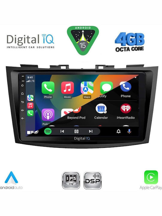 Digital IQ Car Audio System for Suzuki Swift 2011-2016 Bluetooth USB WiFi GPS Apple CarPlay Android Auto with 9" Touch Screen