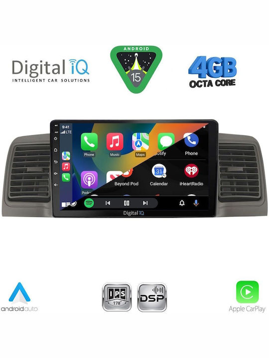 Digital IQ Car Audio System for Toyota Corolla 2001-2006 Bluetooth USB WiFi GPS Apple CarPlay Android Auto with 9" Touch Screen
