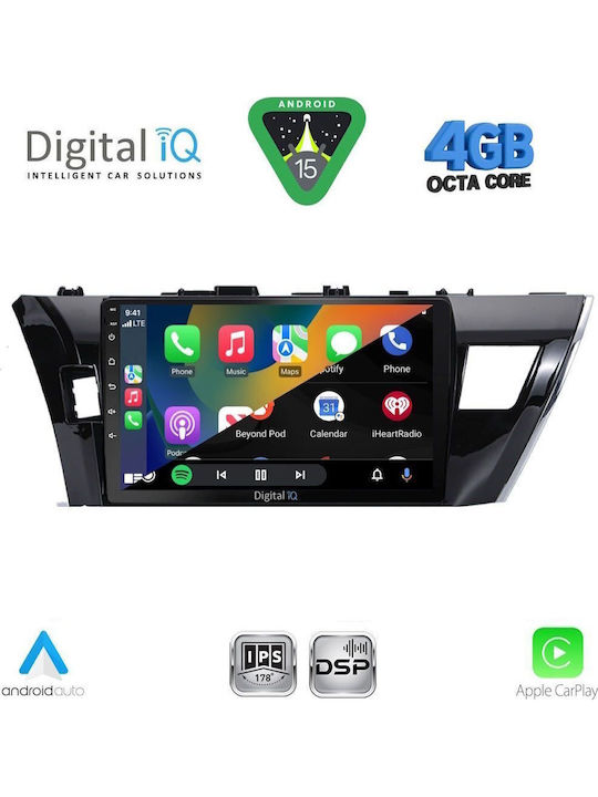 Digital IQ Car Audio System for Toyota Corolla 2013-2016 (Bluetooth/USB/WiFi/GPS/Apple CarPlay/Android Auto) with 10" Touch Screen