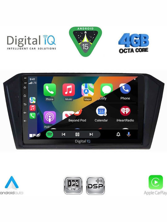 Digital IQ Auto-Audiosystem für Volkswagen Passat 2016-2022 mit Klima (Bluetooth/USB/Eingebautes Wi-Fi / 3G/GPS/Apple CarPlay/Android Auto) mit Touchscreen 10"