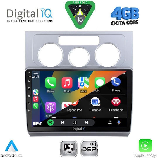 Digital IQ Ηχοσύστημα Αυτοκινήτου για Volkswagen Touran 2003-2010 με A/C (Bluetooth/USB/WiFi/GPS/Apple-Carplay/Android-Auto) με Οθόνη Αφής 10"